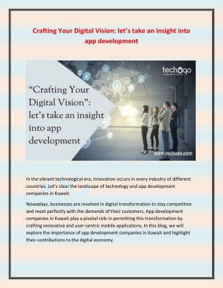 Crafting Your Digital Vision let’s take an insight into app development