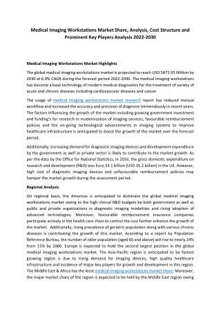 Medical Imaging Workstations Market Size, Global Trends, Business Overview