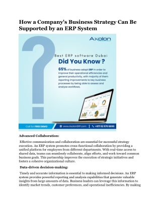 How a Company's Business Strategy Can Be Supported by an ERP System