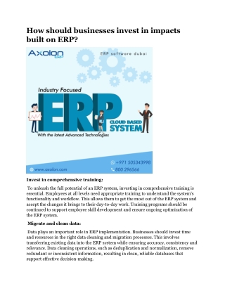 How should businesses invest in impacts built on ERP