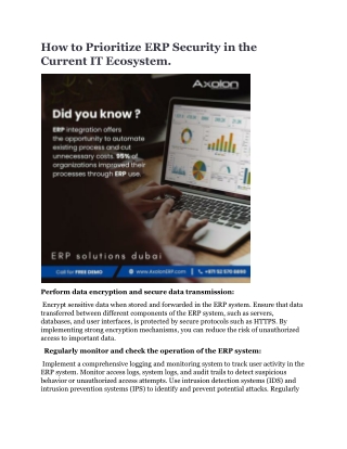 How to Prioritize ERP Security in the Current IT Ecosystem.