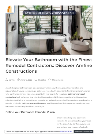 Transform Your Bathroom into a Relaxing Spa with Our bathroom remodel contractor