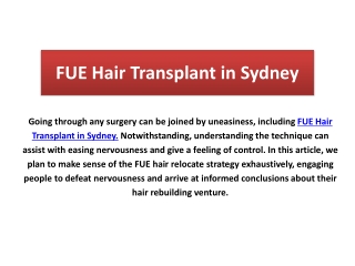 FUE Hair Transplant in Australia