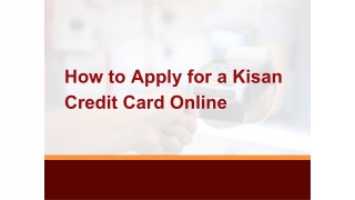 How to Apply for a Kisan Credit Card Online