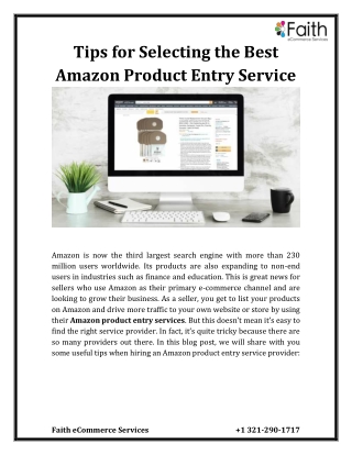 Tips for Selecting the Best Amazon Product Entry Service