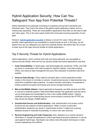 How Can You Safeguard Your App from Potential Threat?
