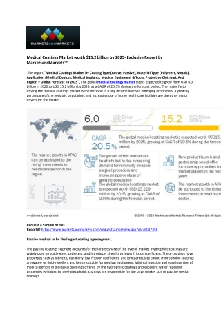 Market Outlook: Medical Coatings Industry to Surpass $15 Billion by 2025