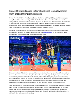 France Olympic  Canada National volleyball team player from Banff chasing Olympic Paris dreams