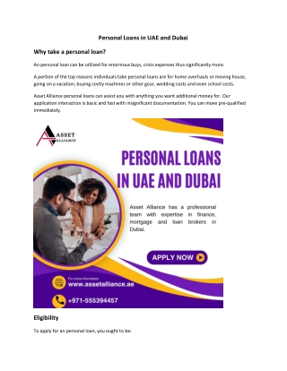 Personal Loans in UAE and Dubai
