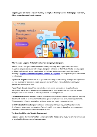 Magento website development company in Bangalore