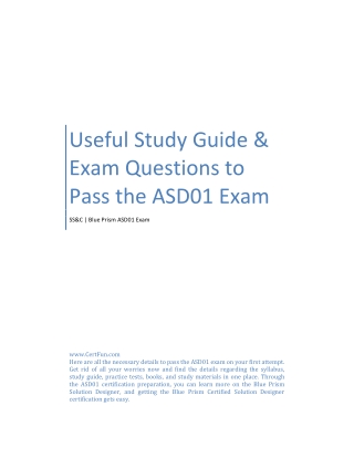 Useful Study Guide & Exam Questions to Pass the ASD01 Exam