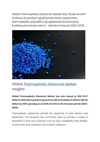 Global Thermoplastic Elastomer Market