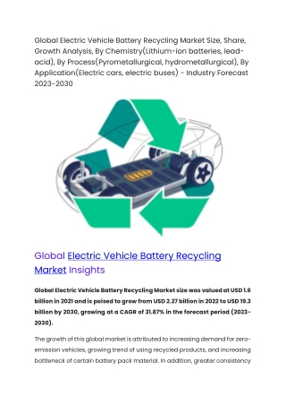 Global Electric Vehicle Battery Recycling Market