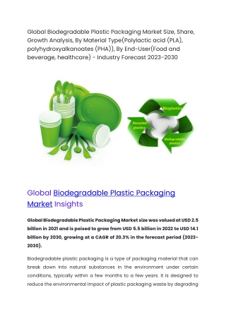 Global Biodegradable Plastic Packaging Market