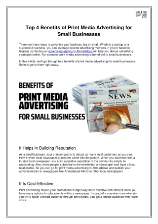 Advantages of Print Media Ads for Small Businesses