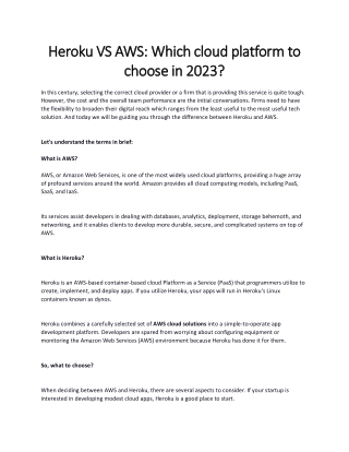 Heroku VS AWS Which cloud platform to choose in 2023