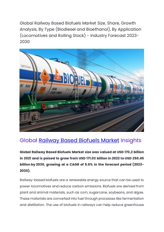 Global Railway Based Biofuels Market