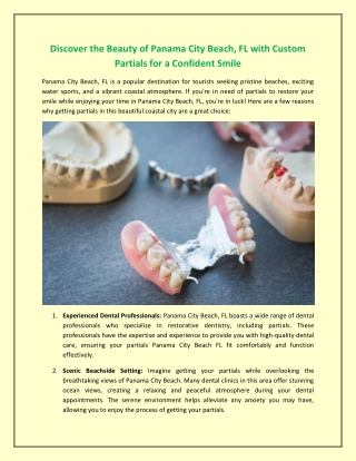 Discover the Beauty of Panama City Beach, FL with Custom Partials for a Confident Smile