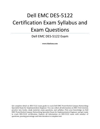 Dell EMC DES-5122 Certification Exam Syllabus and Exam Questions