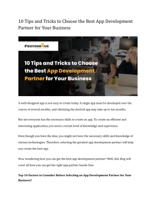 10 Tips and Tricks to Choose the Best App Development Partner for Your Business