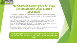 An effective way to fix QuickBooks Error 6000 83