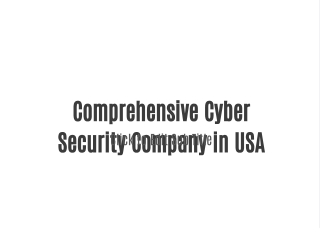 Comprehensive Cyber Security Company in USA