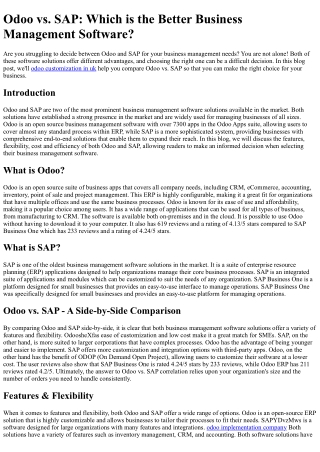 SAP: Which BMS is Preferred?