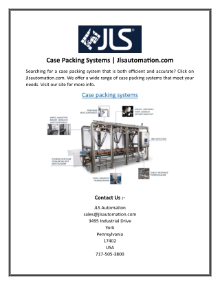 Case Packing Systems  Jlsautomation