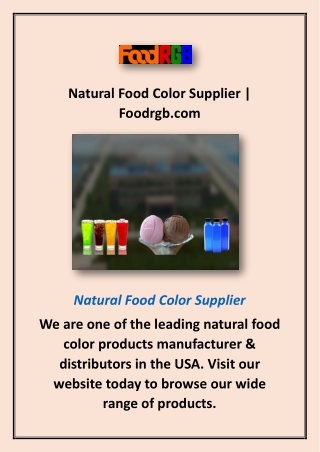 Natural Food Color Supplier | Foodrgb.com