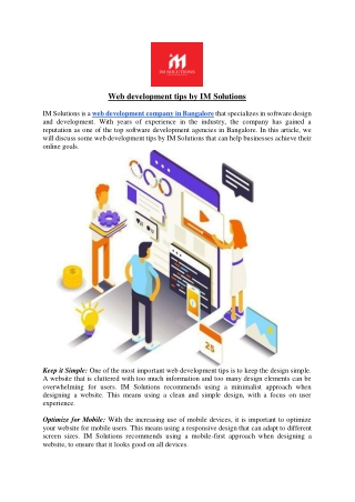 Web development tips by IM Solutions