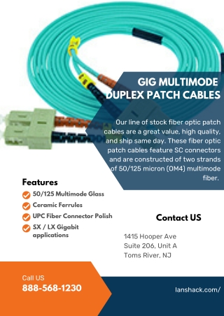 GIG Multimode Duplex Patch Cables