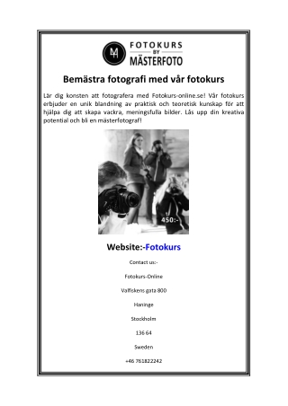 Bemästra fotografi med vår fotokurs