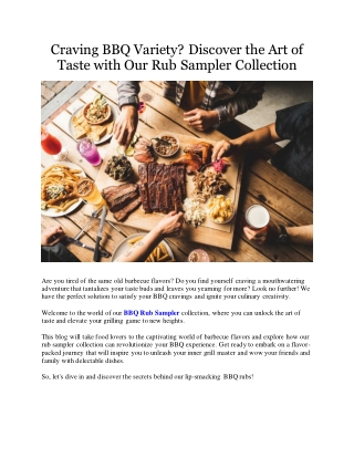 Craving BBQ Variety? Discover the Art of Taste with Our Rub Sampler Collection