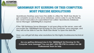The best ever method to fix QBDBMgrN Not Running On This Computer Issue