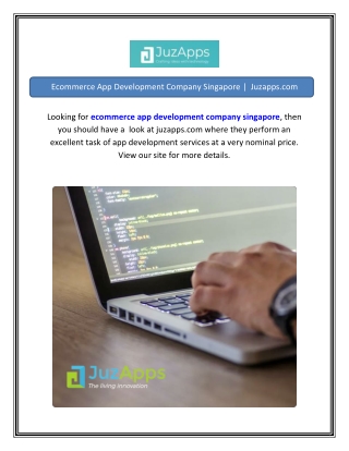 Ecommerce App Development Company Singapore   Juzapps.com