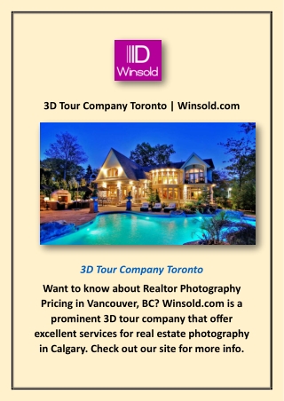3D Tour Company Toronto | Winsold.com