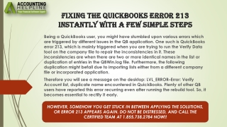 A proper way to troubleshoot QuickBooks Error 213