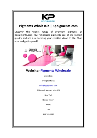 Pigments Wholesale  Kppigments.com