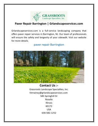 Paver Repair Barrington Grlandscapeservices