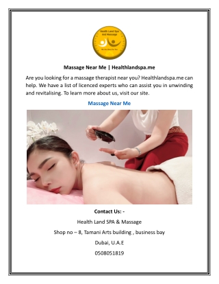 Massage Near Me | Healthlandspa.me