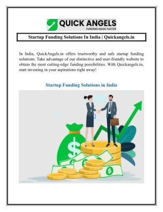 Startup Funding Solutions In India  Quickangels.in