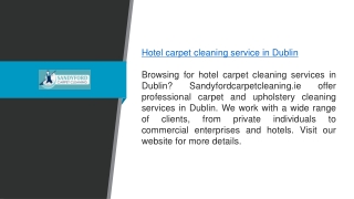 Hotel Carpet Cleaning Service in Dublin Sandyfordcarpetcleaning.ie