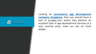 Ecommerce App Development Company Singapore  Juzapps.com