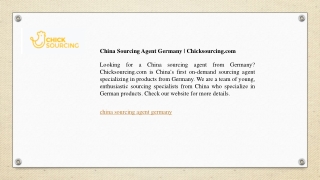 China Sourcing Agent Germany  Chicksourcing.com