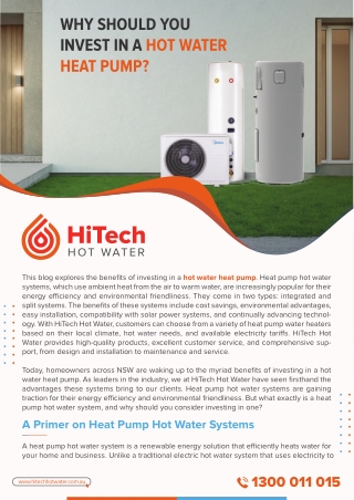 Why Should You Invest in a Hot Water Heat Pump