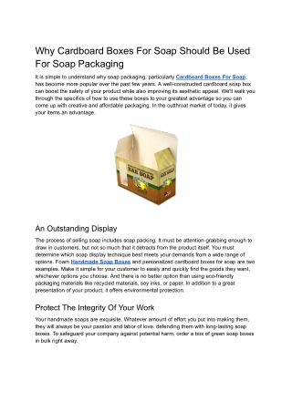 Why Cardboard Boxes For Soap Should Be Used For Soap Packaging