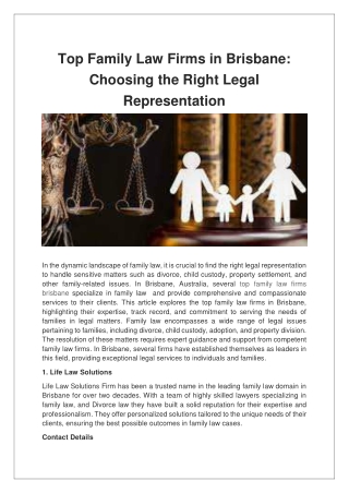 Top Family Law Firms in Brisbane Choosing the Right Legal Representation