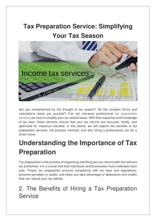 Tax Preparation Service Simplifying Your Tax Season