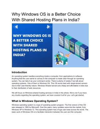 Why Windows OS is a better choice with Shared Hosting Plans in India_
