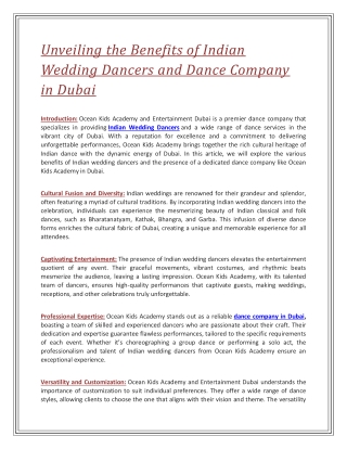 Unveiling the Benefits of Indian Wedding Dancers and Dance Company in Dubai